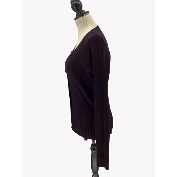 Ann Taylor Loft Womens Purple Merino Wool Blend Button-Front Cardigan Sweater Si - Picture 4 of 6